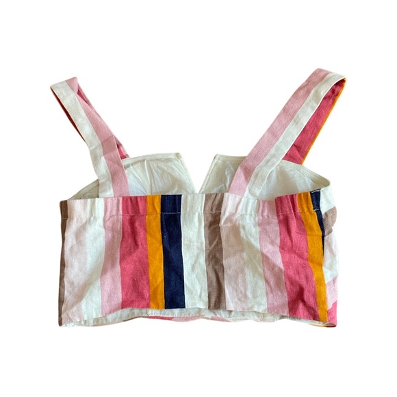 DO+BE Linen Blend Chevron Striped Crop Top w/ V Cut - Size Small - Picture 3 of 7